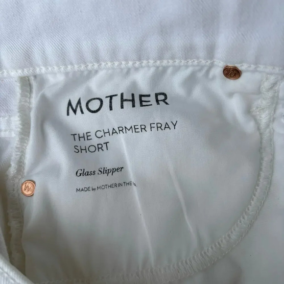 Mother The Charmer Fray Short in Glass Slipper White Denim w/ Stretch Size 26 - Picture 6 of 7